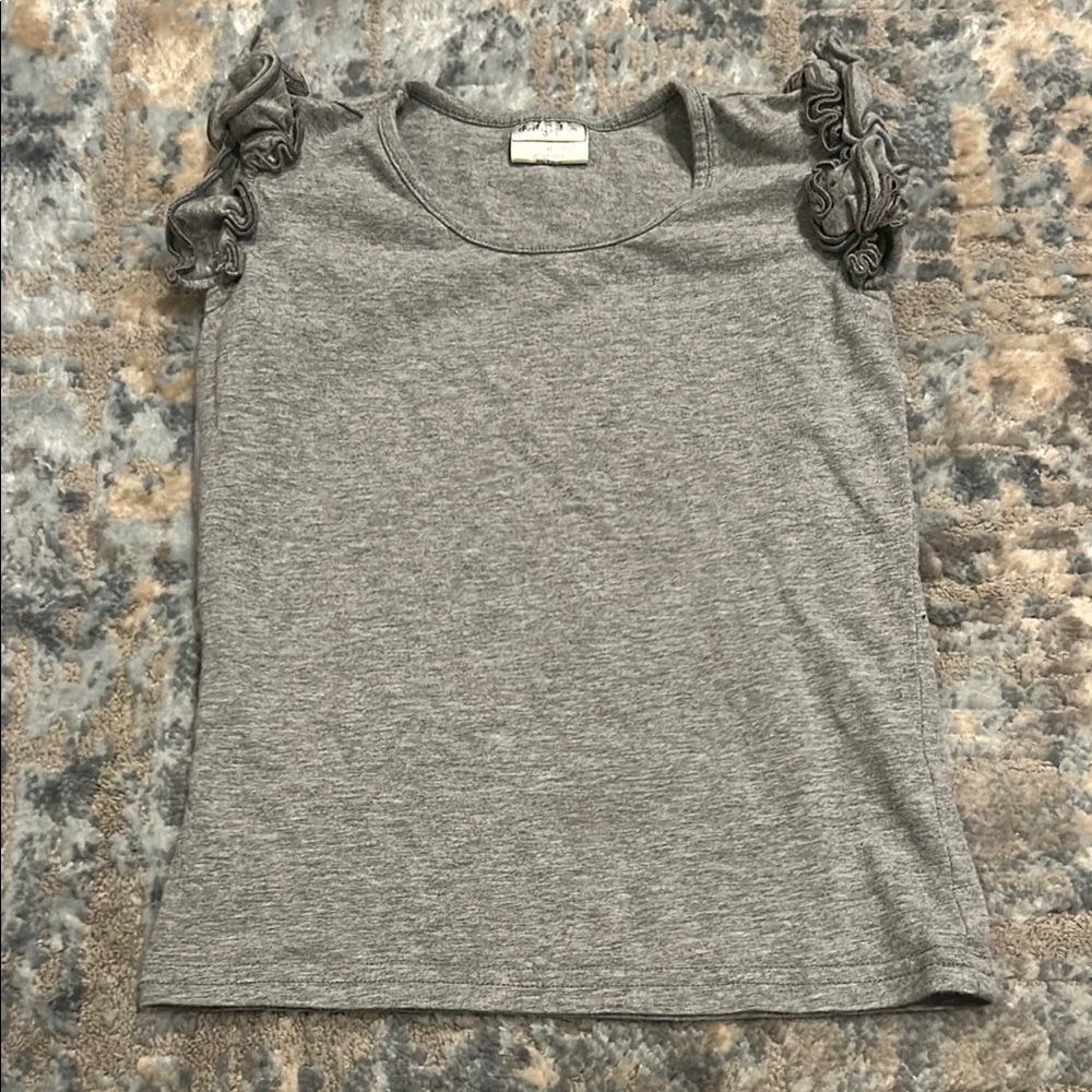 cheeky plum Gray Ruffle Sleeve Short Sleeve Tee